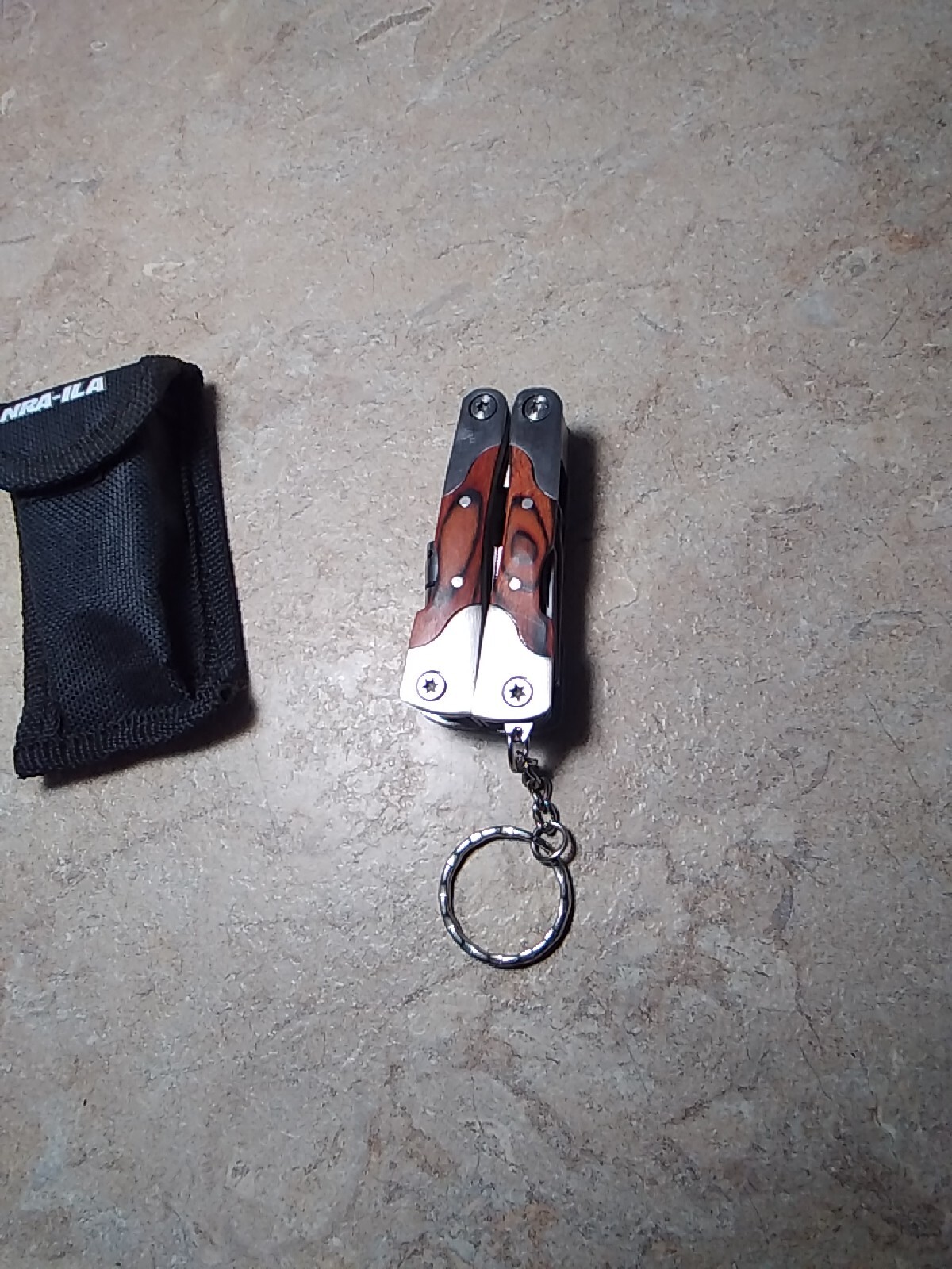 MULTI-TOOL with light NRA/ILA-Key Chain/Light/Tools-Wood Handle-Light works, New