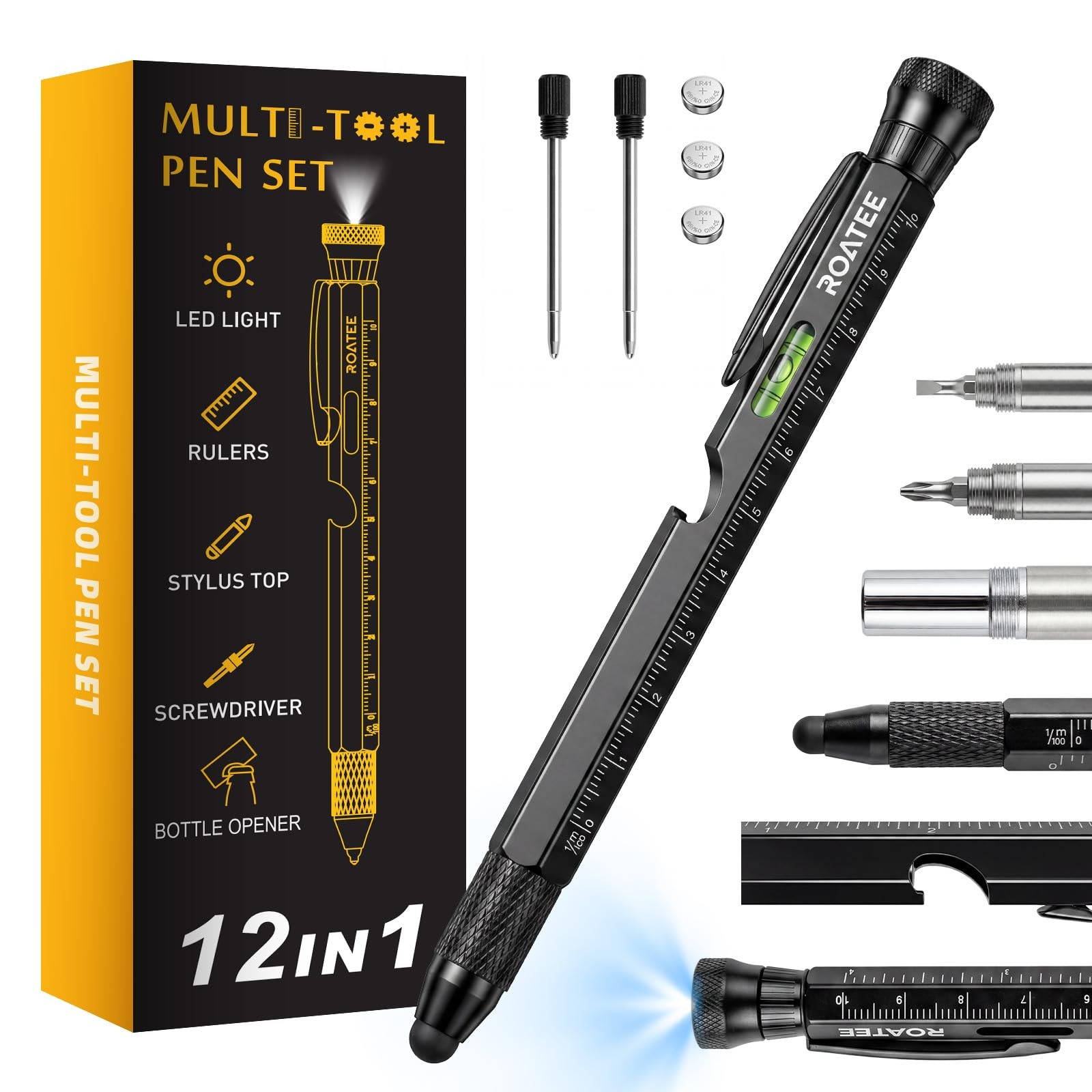 Fathers Day Men Multi Tool Pen 12 in 1 Cool Stuff Gadgets Gift for Husband Da…