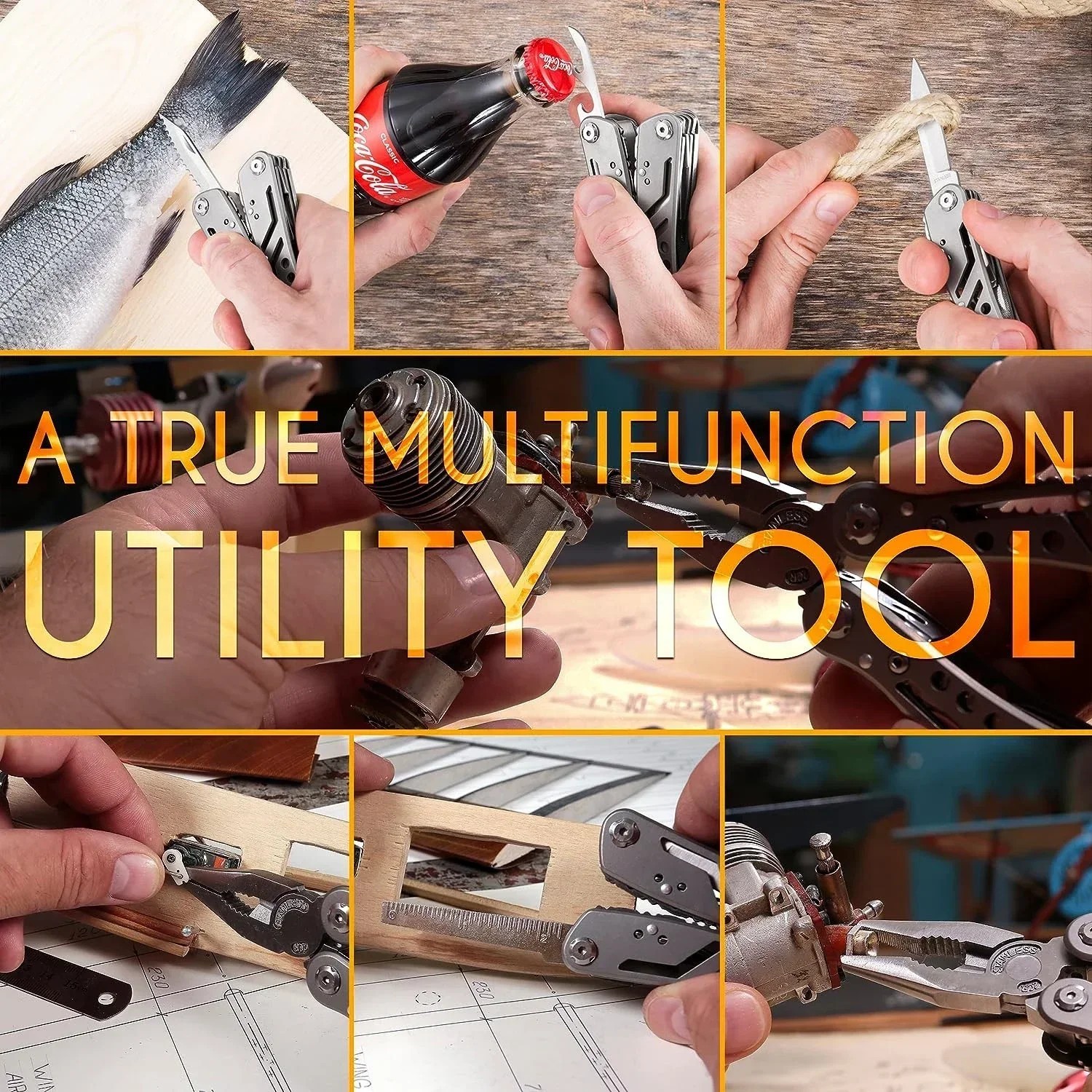 24-in-1 Professional Multitool Pliers Stainless Steel Pocket Tool with Sheath