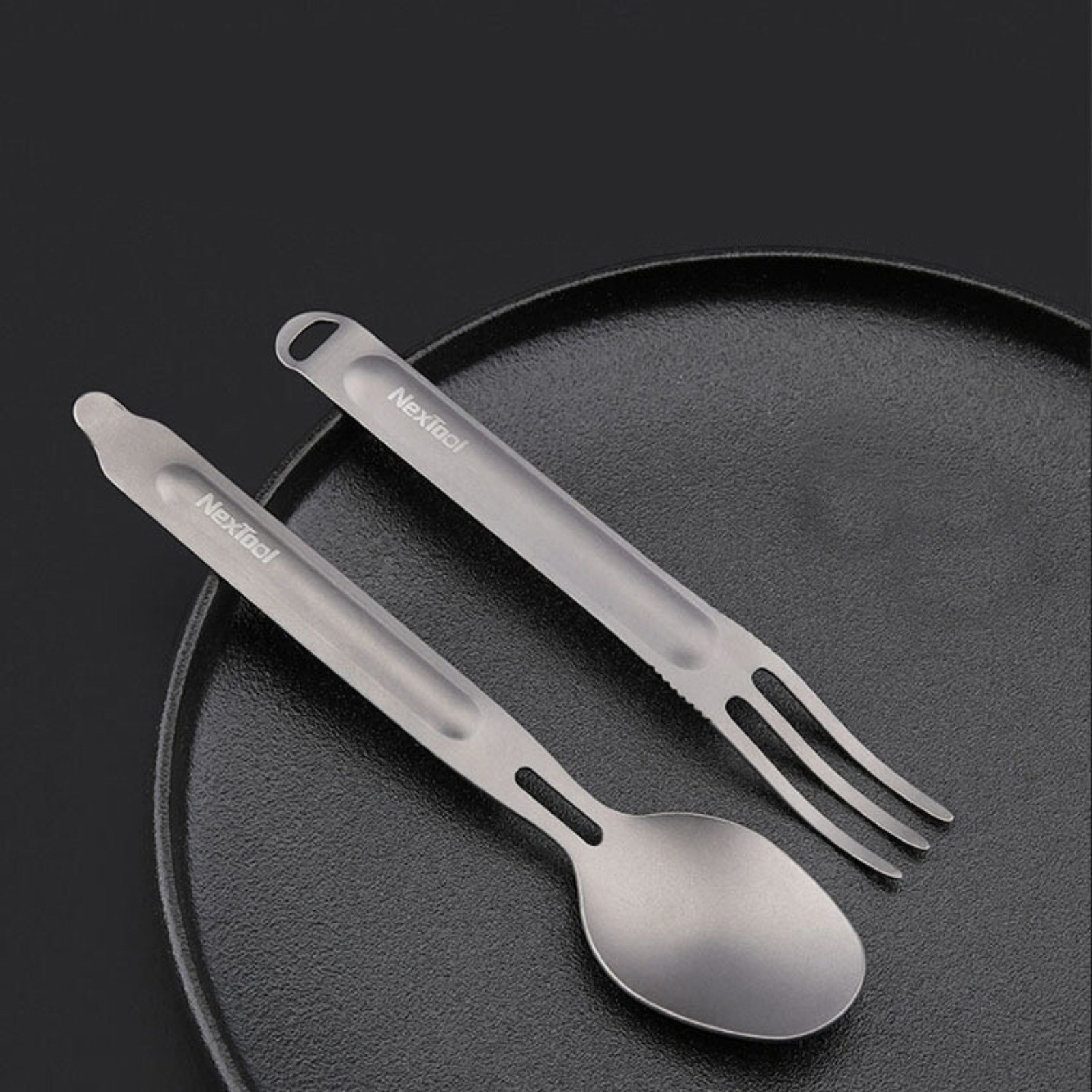 1 Set Creative Titanium Tableware Portable Spoon + Fork Home Kitchen Tool EDC