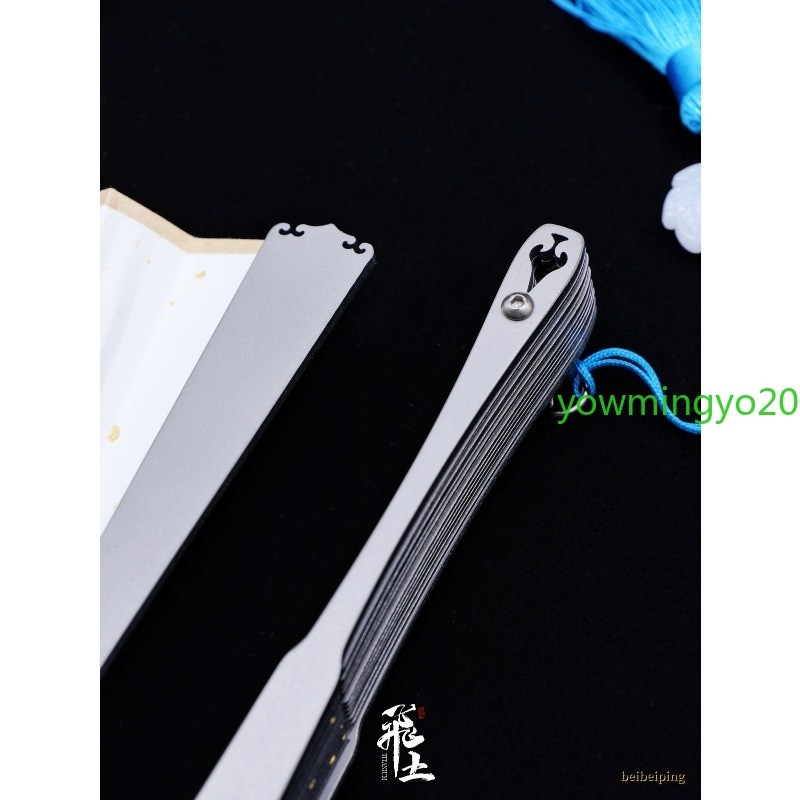 6” Titanium Alloy Folding Fan Martial Arts Portable Carving Kung Fu Tai Ji NEW