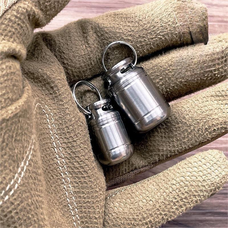 EDC Titanium Pill Holder Case Organizer Container Portable Waterproof Keychain