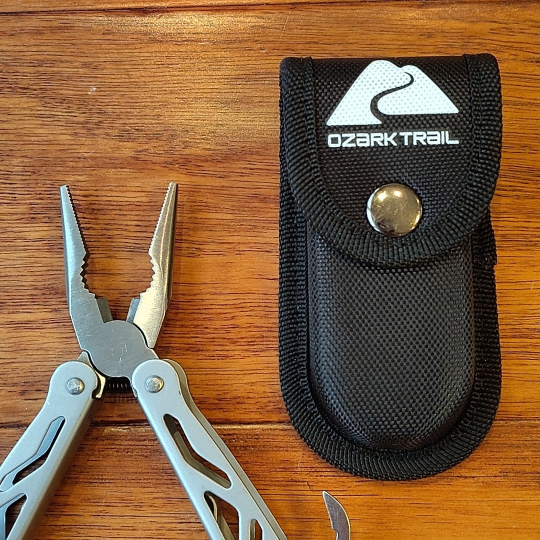 Ozark Trail 12-in-1 Multi Tool Silver Folding Pliers with Belt Sheath