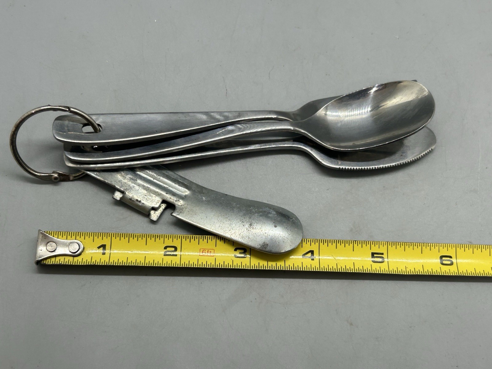 Hiking Utensil Set Fork Spoon Knife Can Opener Cutlery On Ring Combo Camping Out