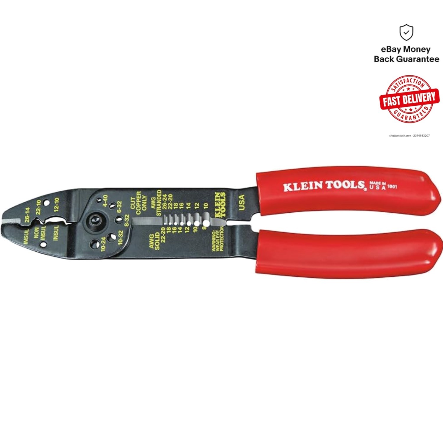 Klein Tools 1001 Multi-Purpose Wire Stripper & Crimper for 8-22 AWG, 8.5-Inches
