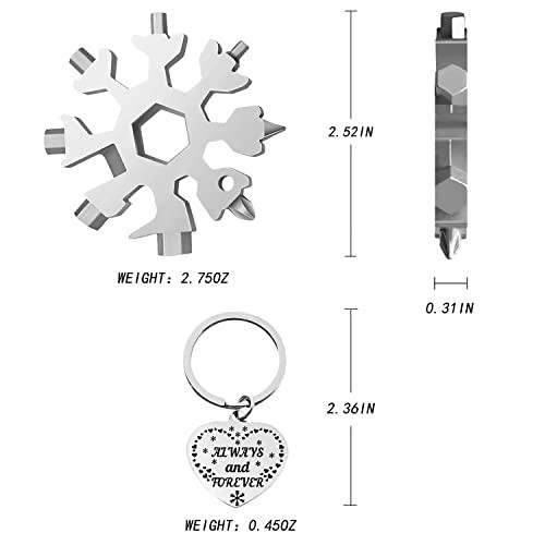 Stocking Stuffers for Men Dad Gifts, 18 in 1 Snowflake Multitool, Silver