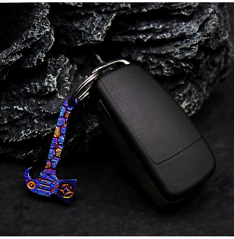 Handmade Titanium Keychain Necklace Pendant Pry Bar Crowbar Bottle Opener EDC