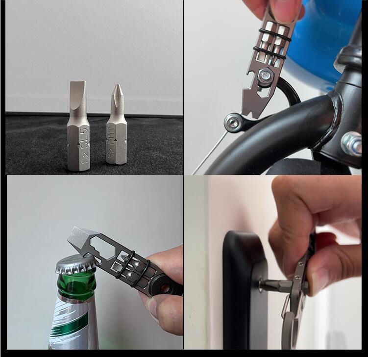 Titanium Alloy EDC Multi-function Crowbar Bottle Opener Wrench Screwdriver Tools
