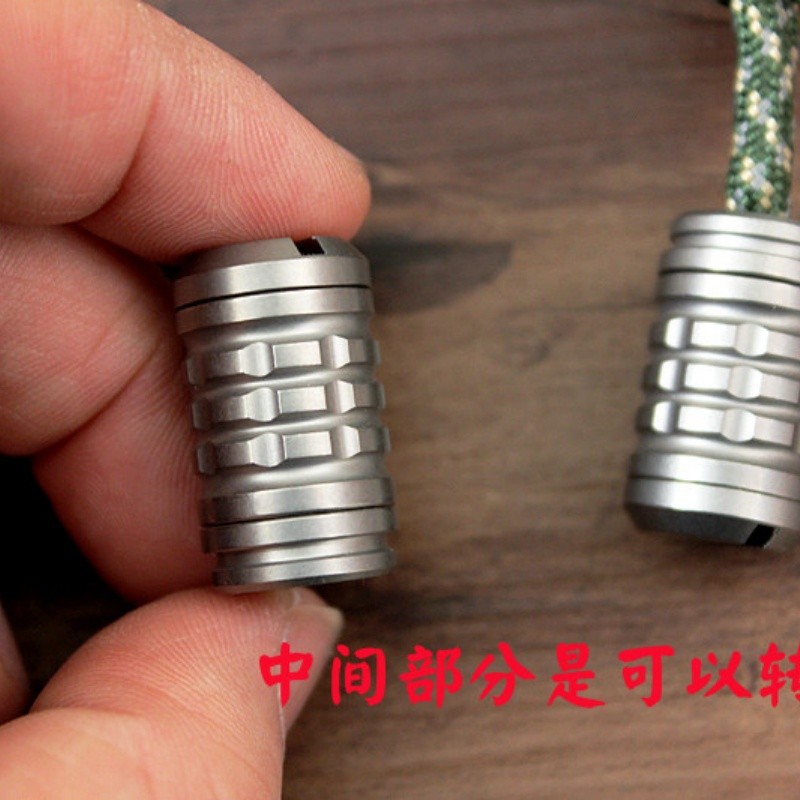 EDC Titanium Alloy Umbrella Rope End Flashlight Necklace Pendant Ring Accessory