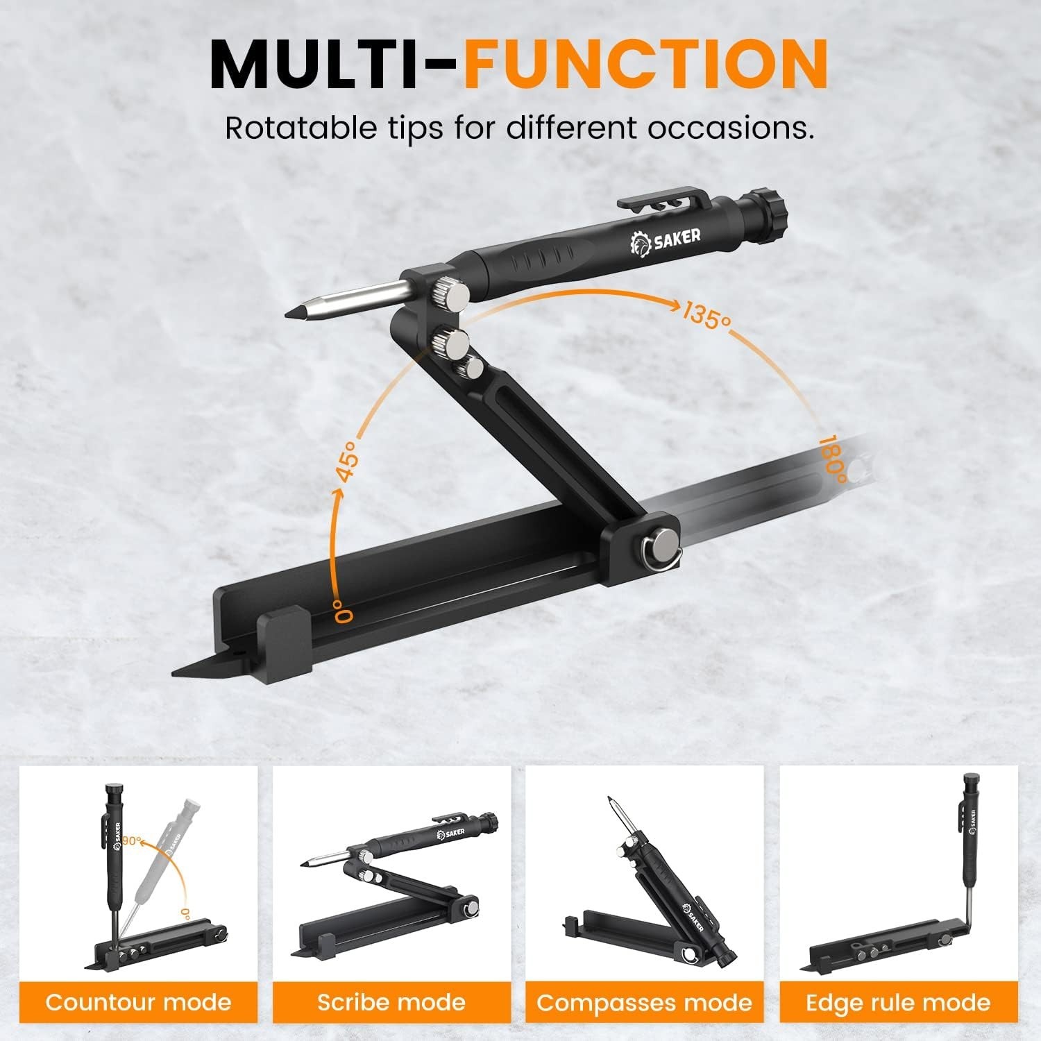 Durable Aluminum Alloy Scriber Tool – 5.5in Adjustable Black Construction Pencil