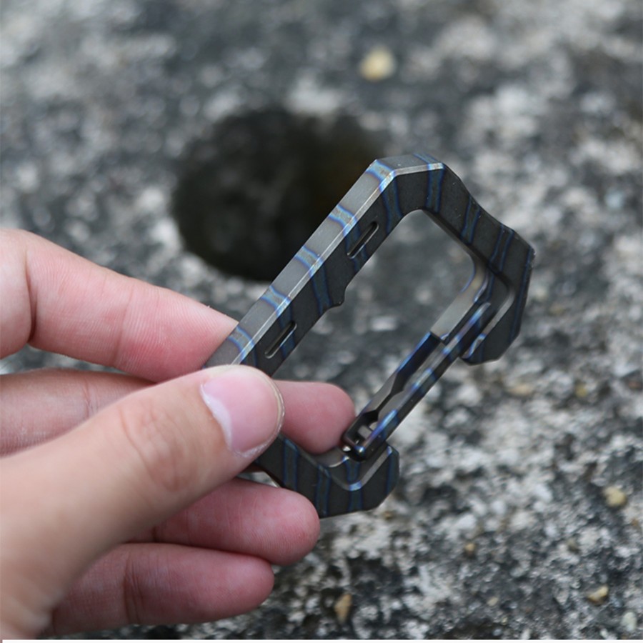 Solid Titanium Alloy Carabiner Survival EDC Multi Tactical Tools Keychain Buckle