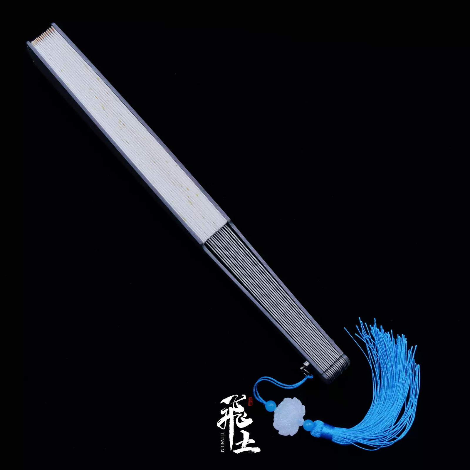 Kung Fu Tai Ji Titanium Alloy Folding Fan Martial Arts Portable Carving Gift