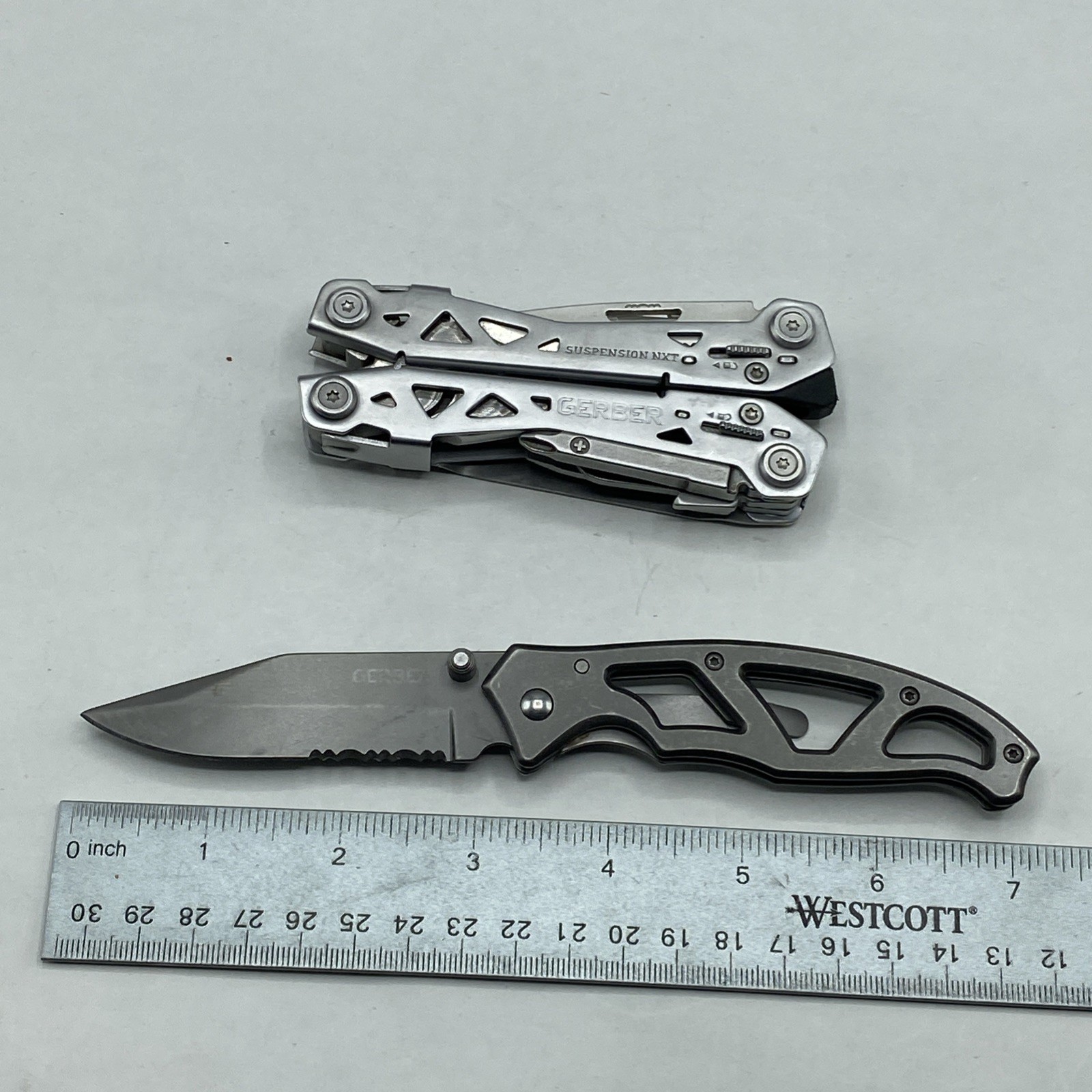 Gerber Suspension NXT & Paraframe II Knife Combo – Silver & Ti Grey