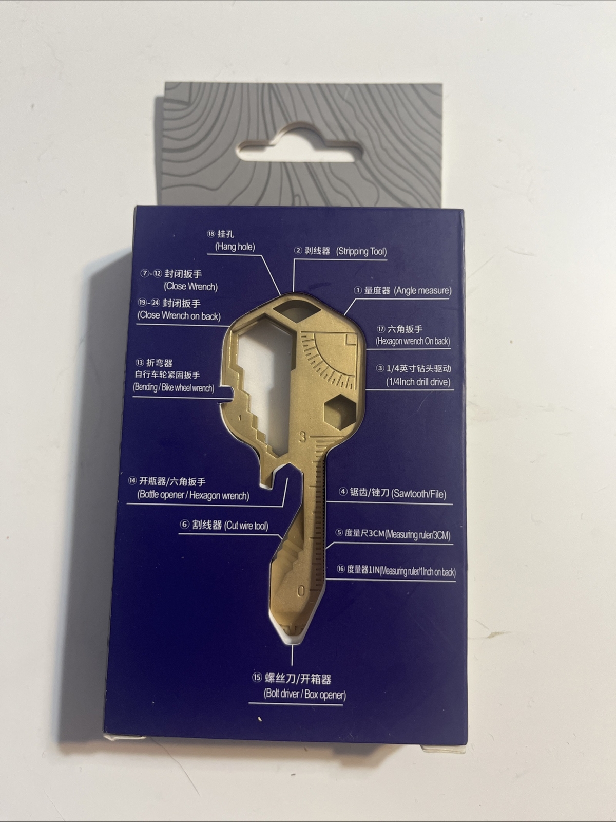24 In 1 Multi-tool Original Key Shaped Stainless Bronze Steel Keychain Utility