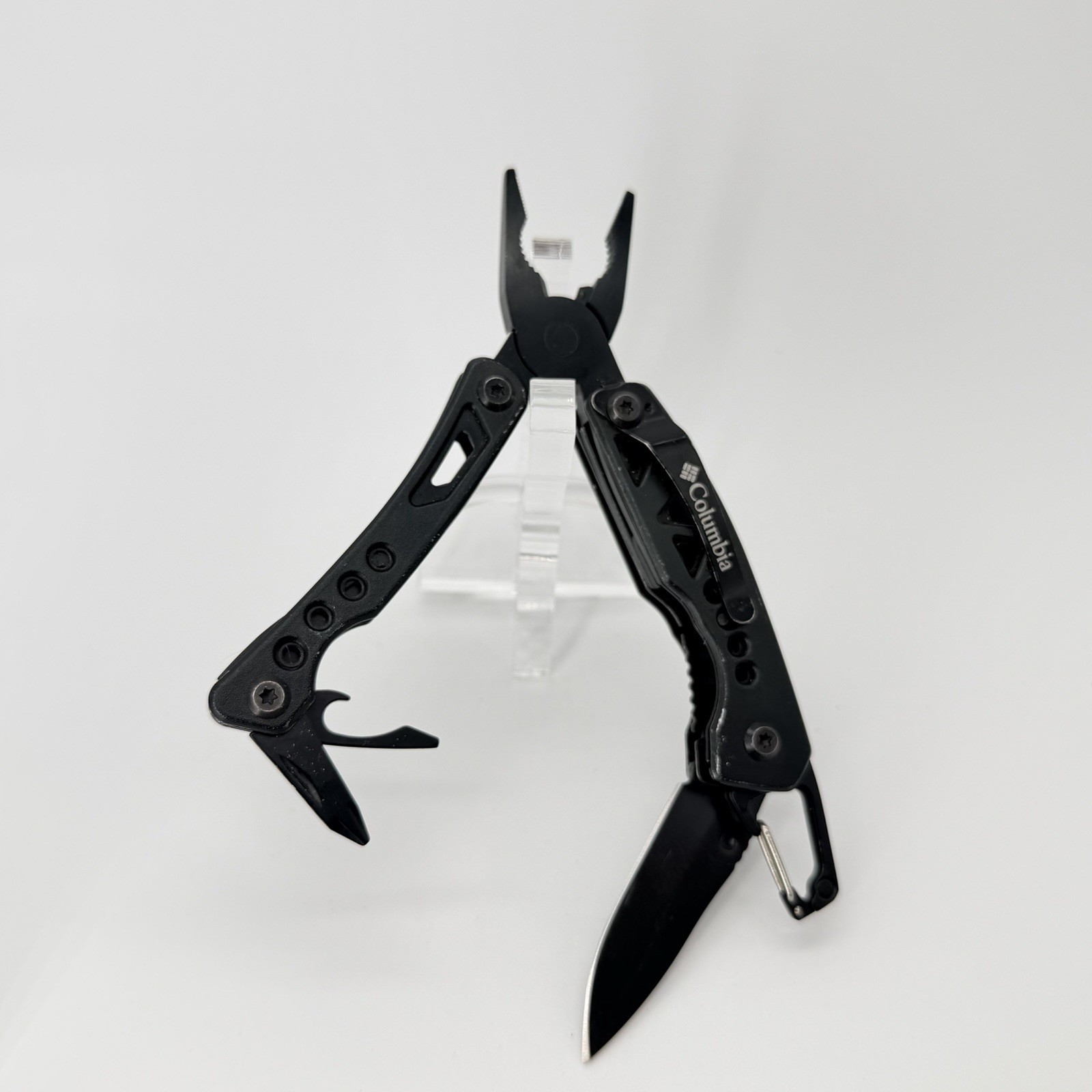 Columbia 9-Function Tactical Black Multi-Tool – Pliers Saw Knife Carabiner Clip