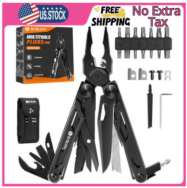 BIBURY Multitool Pliers Pro BI2045AB, Stainless Steel Foldable Multi Tool wit…