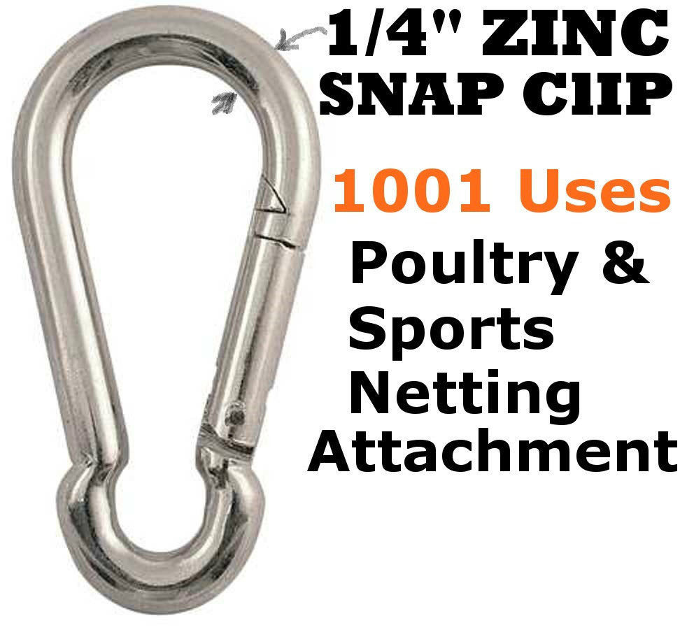 Carabiner Snap Clips 1/4″ Zinc Plated Snap Hook Lock Clip Lot Bulk Wholesale