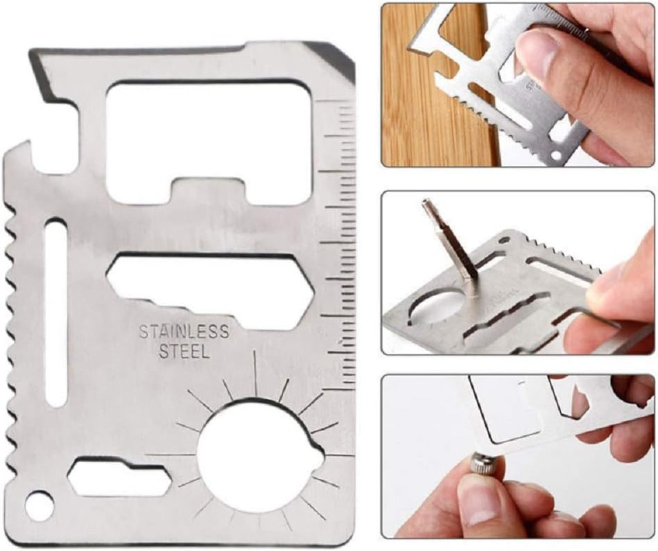 11 in 1 Tools for Men Beer Opener Survival Tool Credit Card Size Fits for Wallet