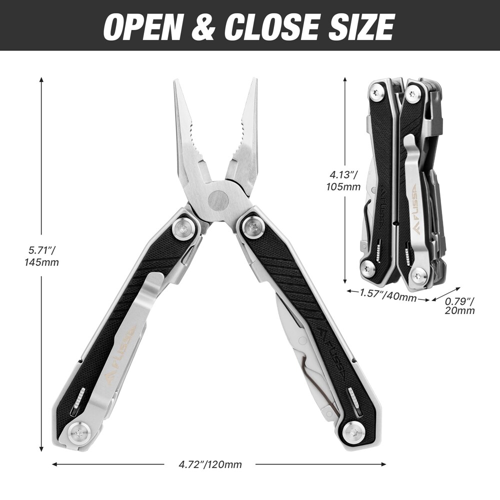 Flissa 16 In 1 Multi Tool Pliers Portable Survival Outdoor Compact Folding Knife