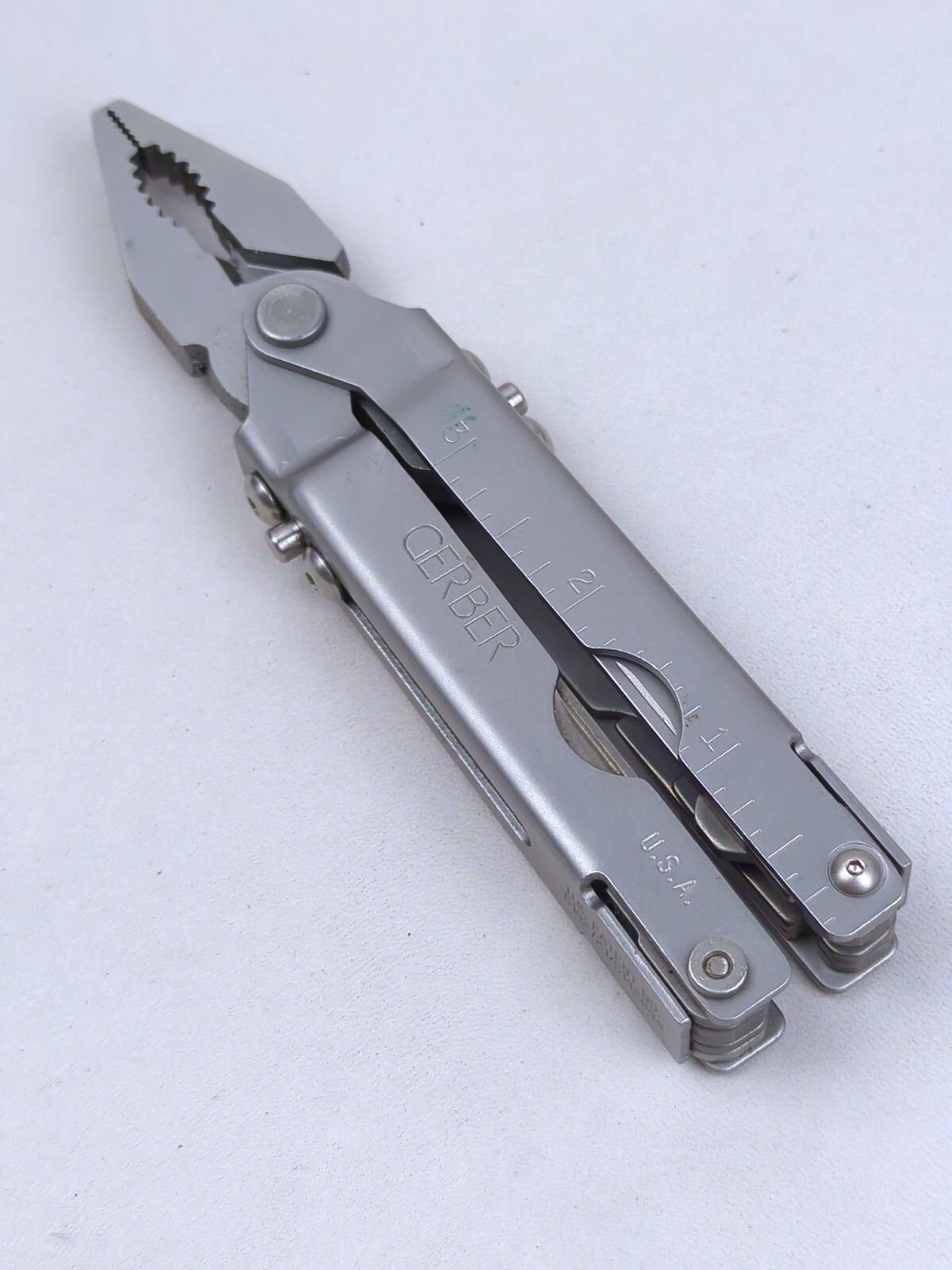 Vintage GERBER Blunt Nose Plier w/ LEATHER Sheath, 9-way Multi-Tool, EDC, USA