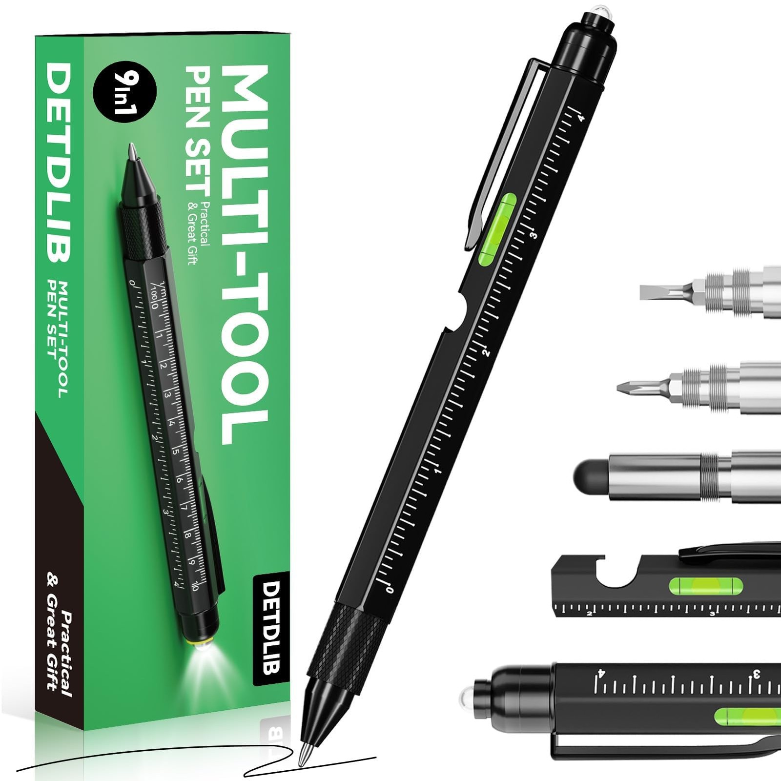 9-in-1 Multitool Pen with LED Light, Stylus, Level, Screwdriver, Cool Gadget …