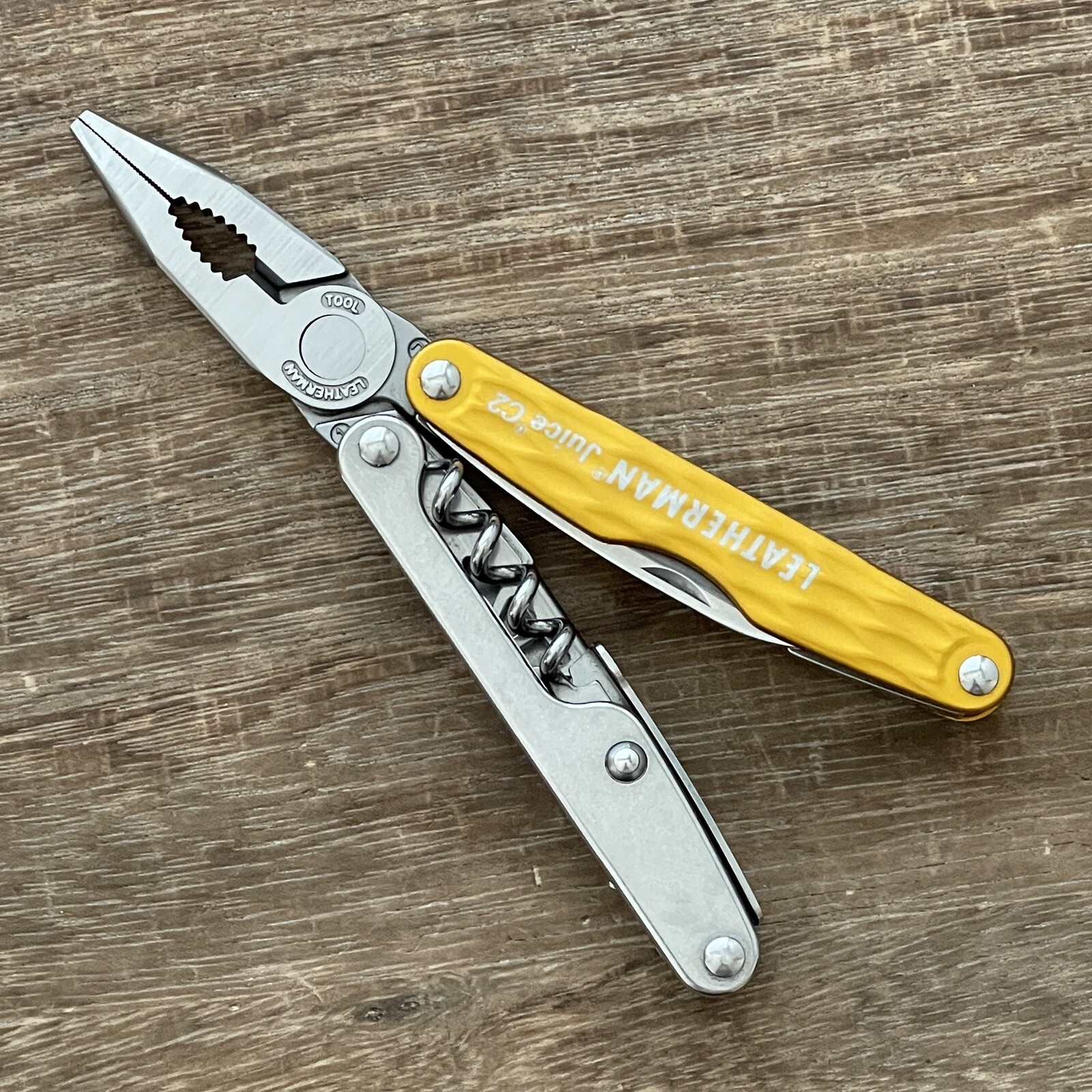 New, Leatherman Juice C2 Sunrise Yellow multitool w/premium nylon sheath