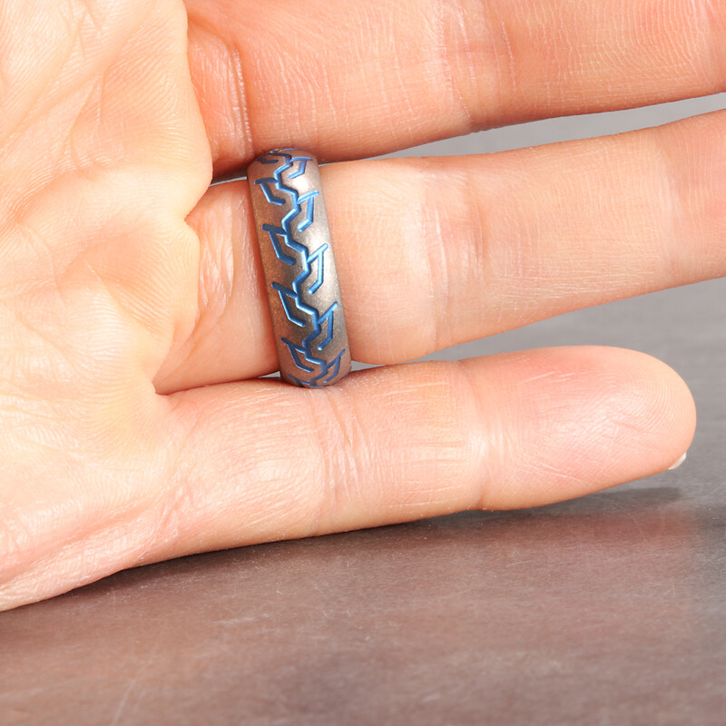 TC4 Titanium Alloy Tire pattern Finger Ring Necklace Pendant bead Decorative EDC