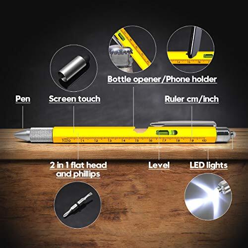Stocking Stuffers Gifts for Men, 9 in 1 Multitool Pen, Cool Gadgets for Yellow