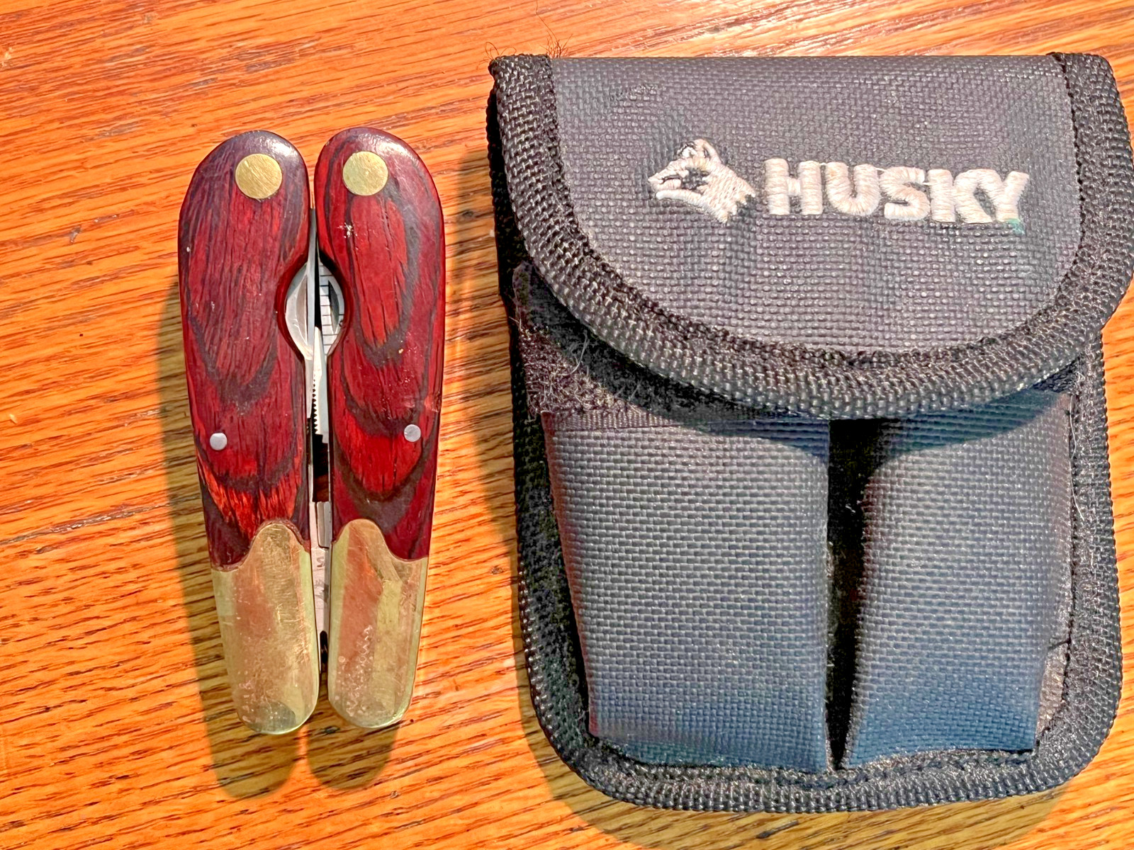 Husky Limited Ed. Rosewood & Brass Multi-Tool & Case Excellent