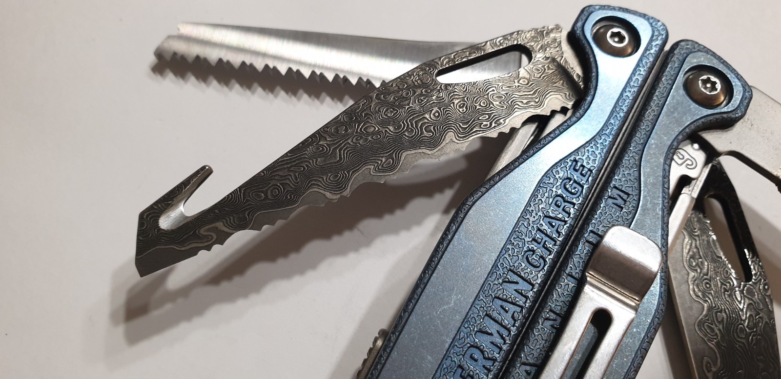 🔥🔥🔥 Leatherman Charge TTI Titanium Damascus Blades NotUsed Very Rare