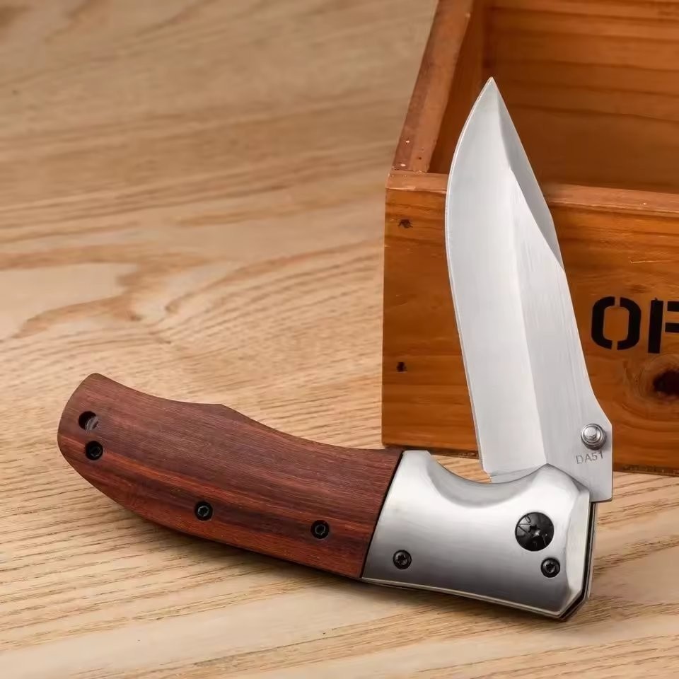 Portable Rosewood Handle Outdoor Camping Hiking Multi Functional EDC Pocket Gear