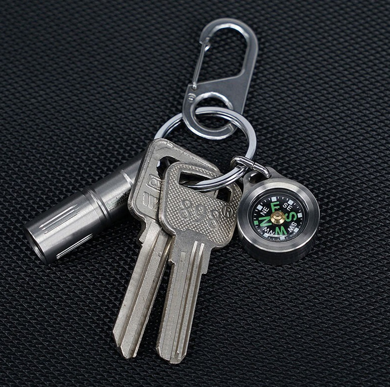 Mini Titanium Keychain Compass for Outdoor Camping Travel EDC Necklace Pendant