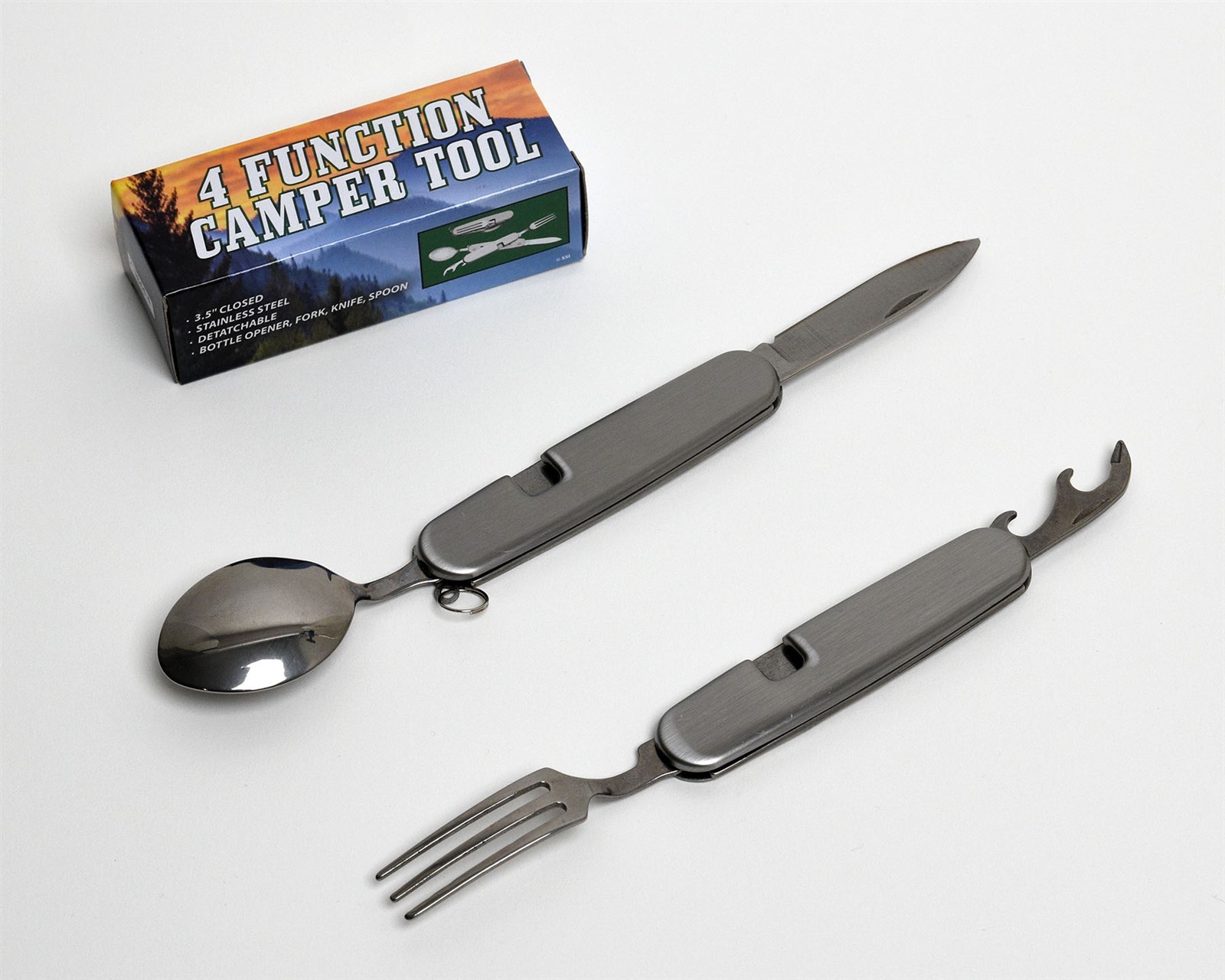 4-in-1 Folding Camping Cutlery Set Eating Utensil Fork Knife Spoon Mess Kit