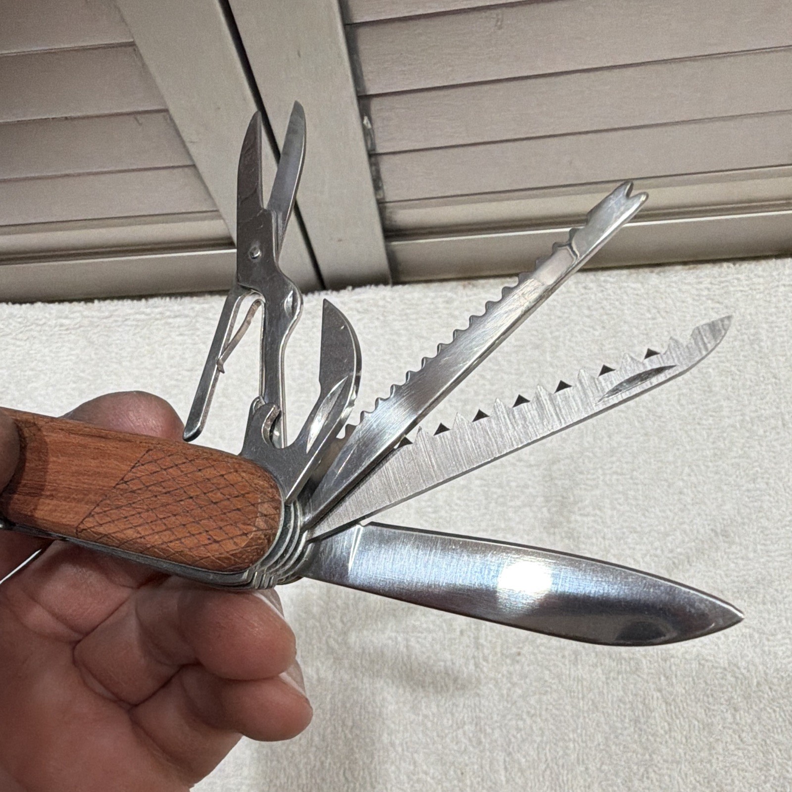 Winchester 11-in-1 Stainless Multi-Tool Pocket Knife Wood Handle Saw Scissors
