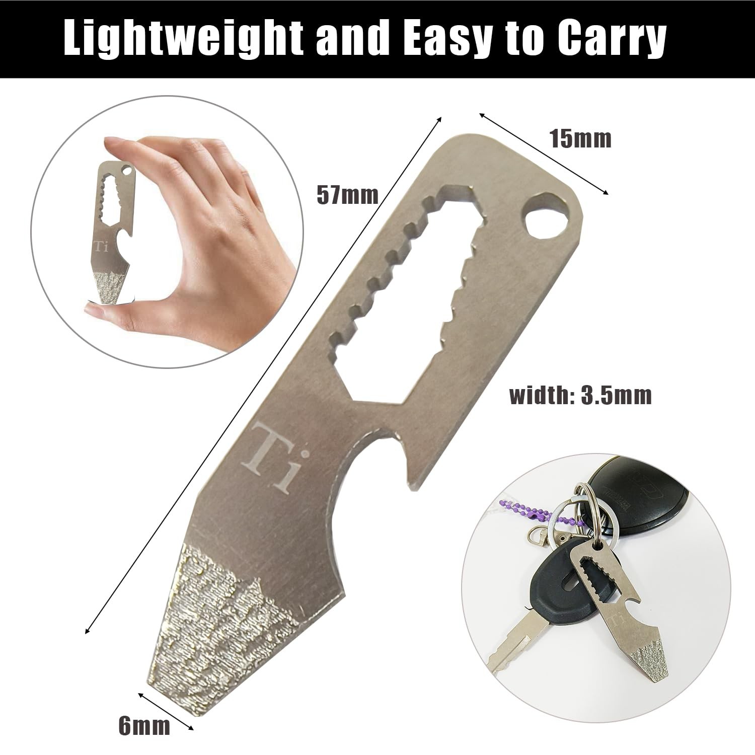 Titanium EDC Multi Tools with Bottle Opener, Keychain Pry Bar, and Flathead S…