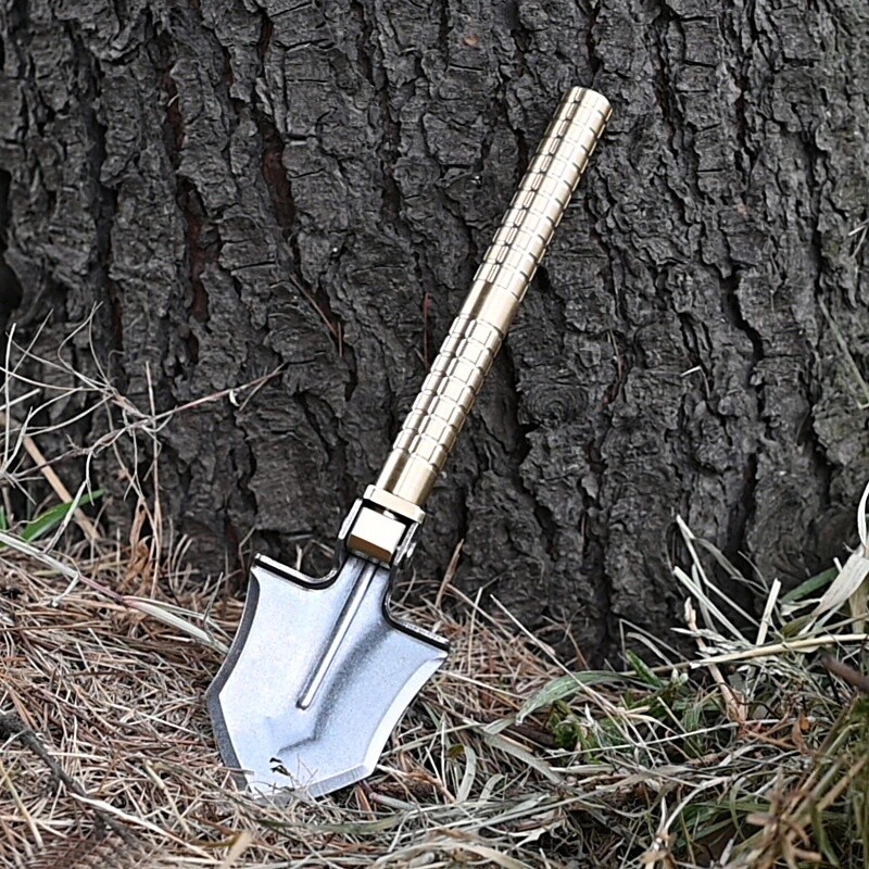 Brass Outdoor Portable Mini Multi EDC Shovel Engineer Digging Gardening Shovel