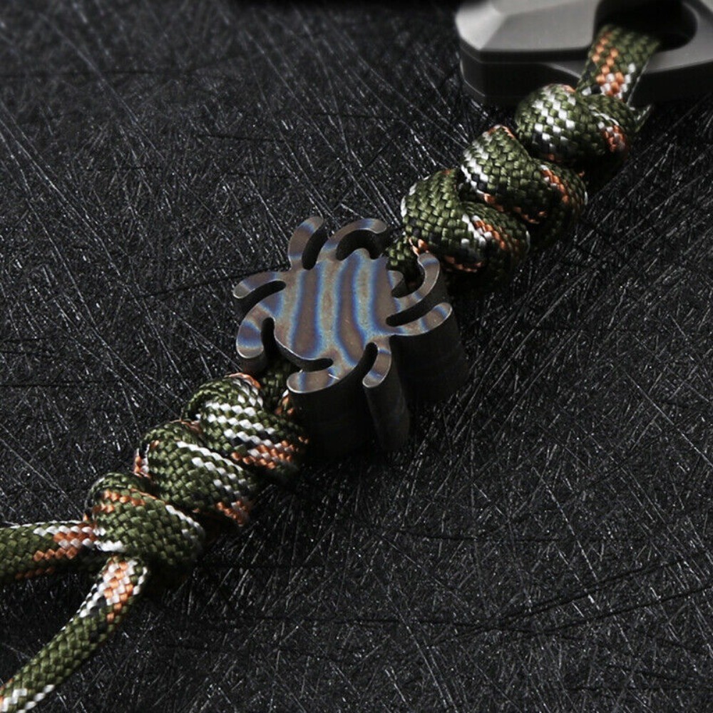 Titanium Alloy Folding Knife Handle Lanyard Bead EDC Tool Umbrella Rope Pendant