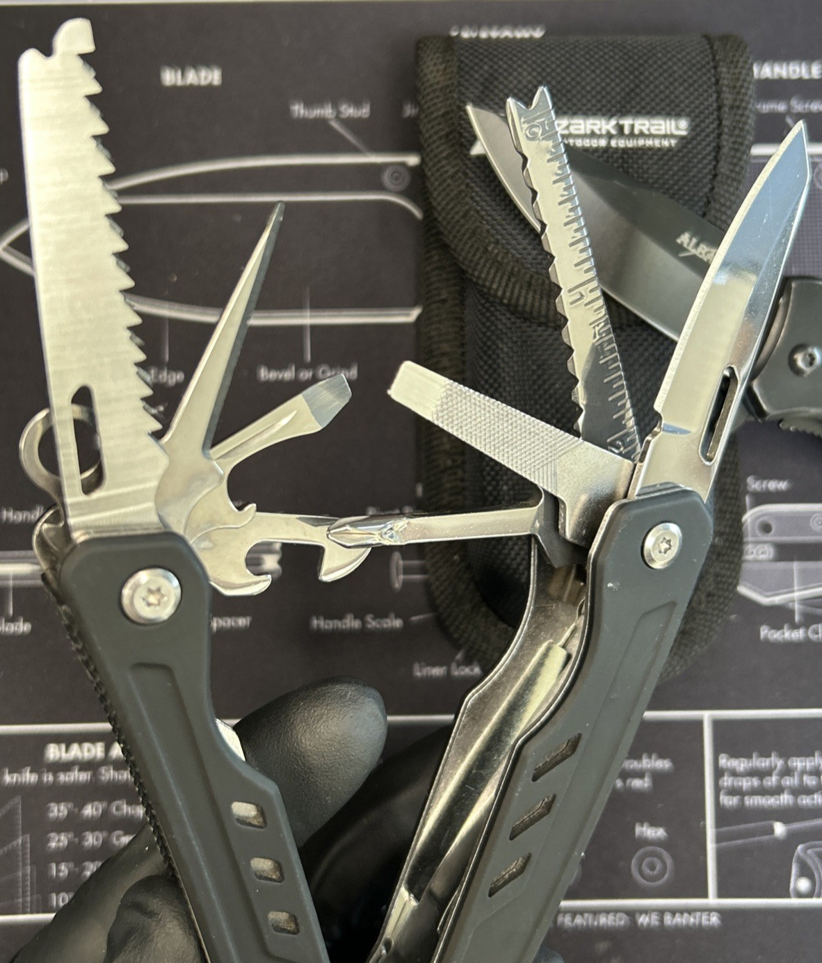 Ozark Trail 12 in 1 Multi Tool & A/O Rescue Pocketknife Camping Hiking Lot of 2