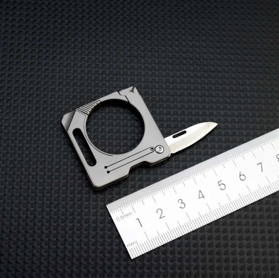 Titanium Alloy Keychain Carabiner Cutter Knife Outdoor Travel Camping Tool A++++