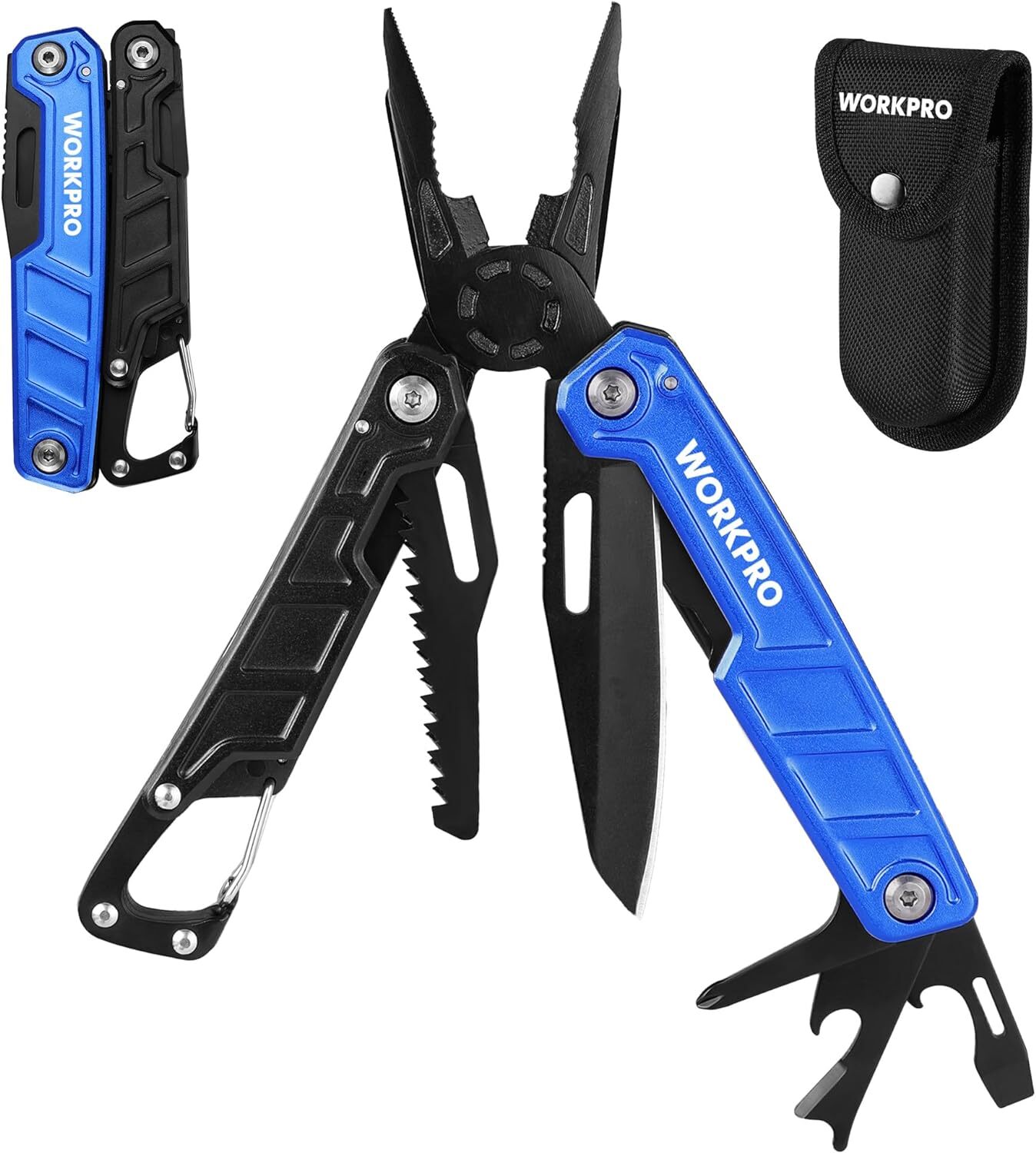 WORKPRO 11 in 1 Multitool with Pocket Clip and Sheath-EDC Safety Lock Metal NEW