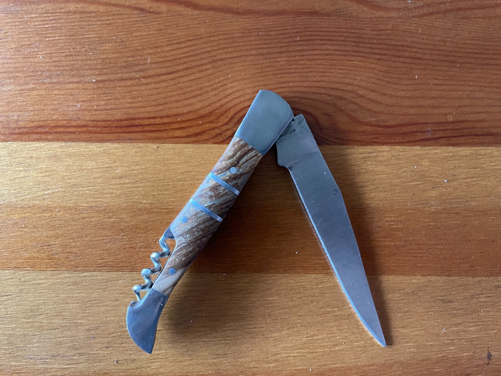 Pocket Knife 3.2″ Stainless With Wooden Handle Corkscrew Handmade Artisan