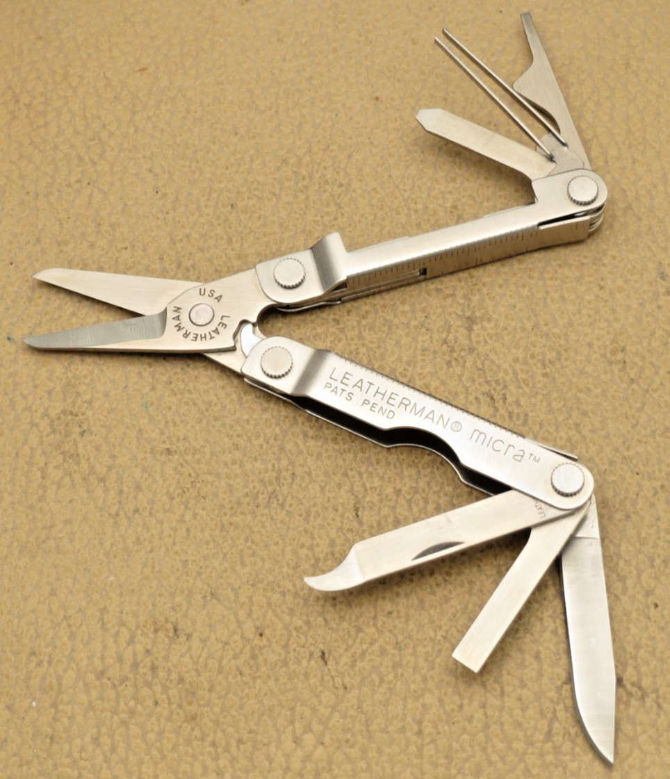 Vintage 1990’s LEATHERMAN TOOL – MICRA Keychain Pocket Sized Multools Lot of Two