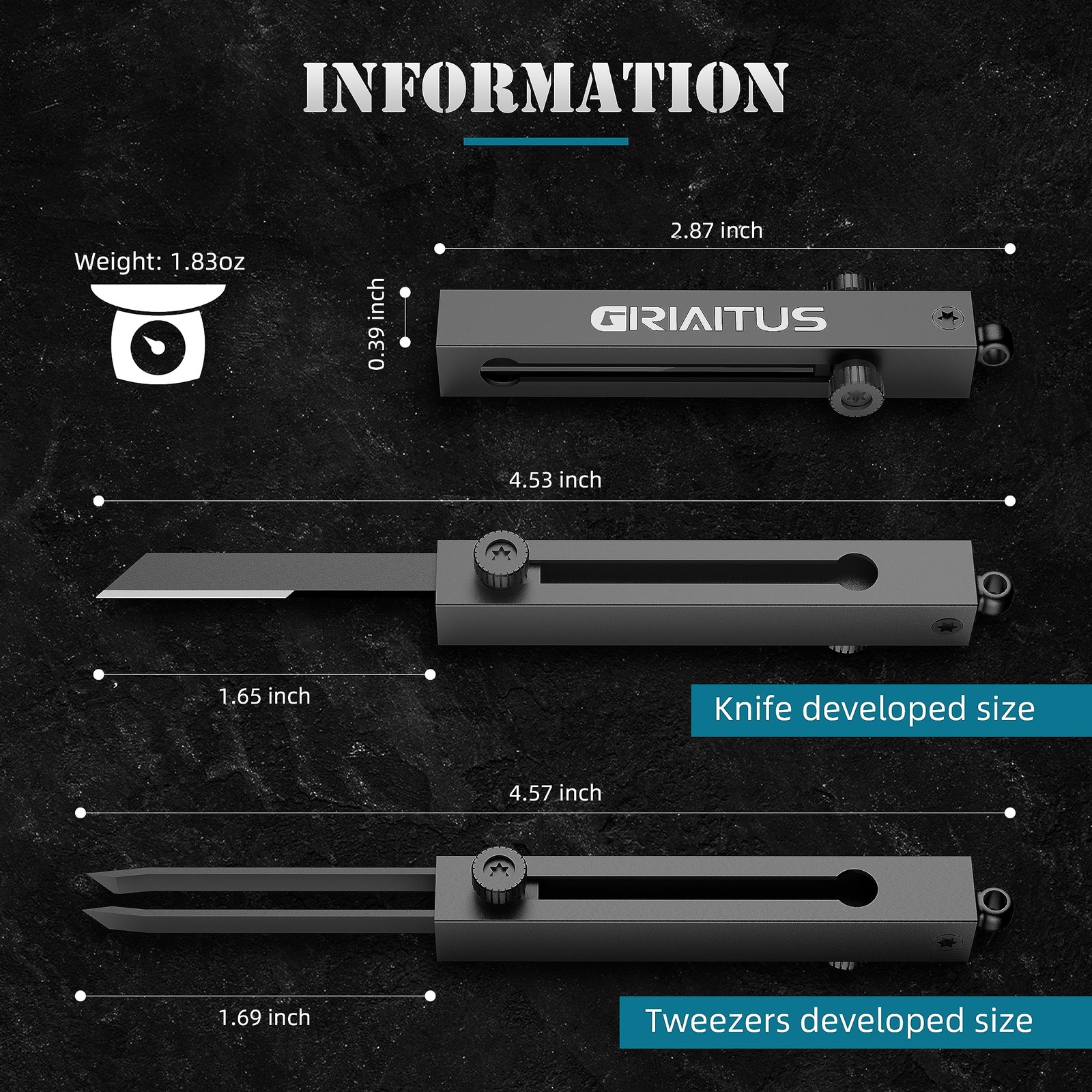 EDC Tweezers Precision Pocket Knife 2 in1 Keychain Multitool Knives Retractab…