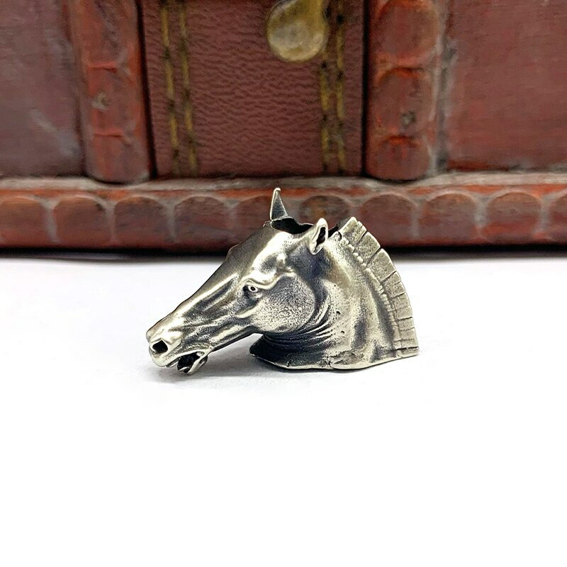 Brass Zodiac Horse Head Keychain Pendant Umbrella Rope Knife Bead EDC Pendant