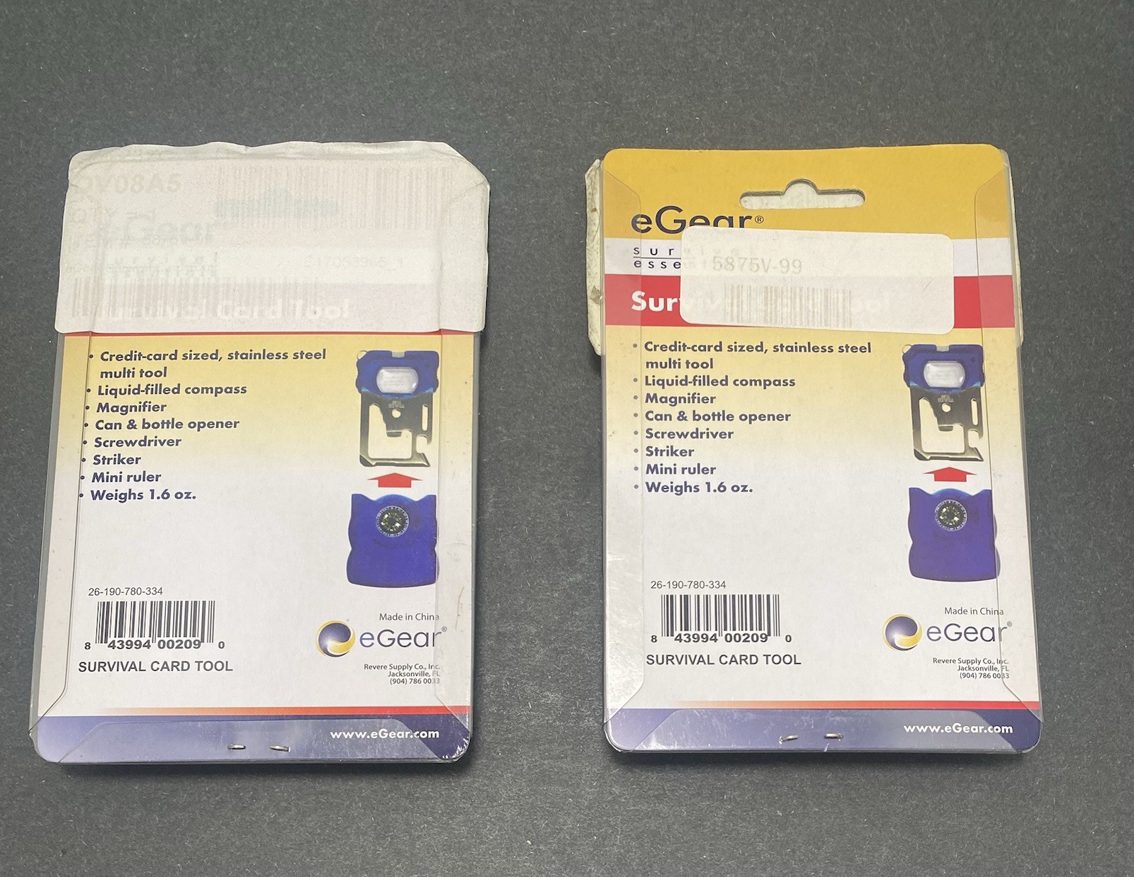 E Gear Survival Essentials Card Multi Tool Screwdriver Striker Camping Lot Of 2