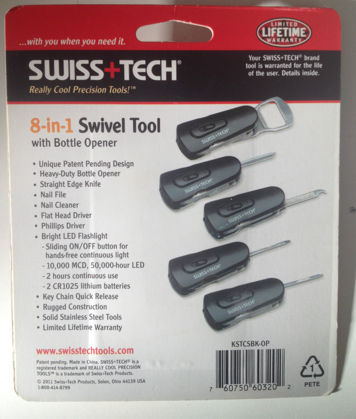 Genuine SWISS+TECH Swivel Tool ST60320 8-in-1 Knife Multi Tool In clamshell