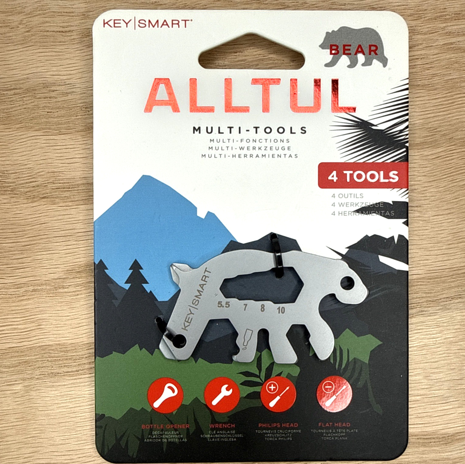 KeySmart AllTul Bear Multi-tool for Keyring or Wallet – Stainless Steel (NEW)