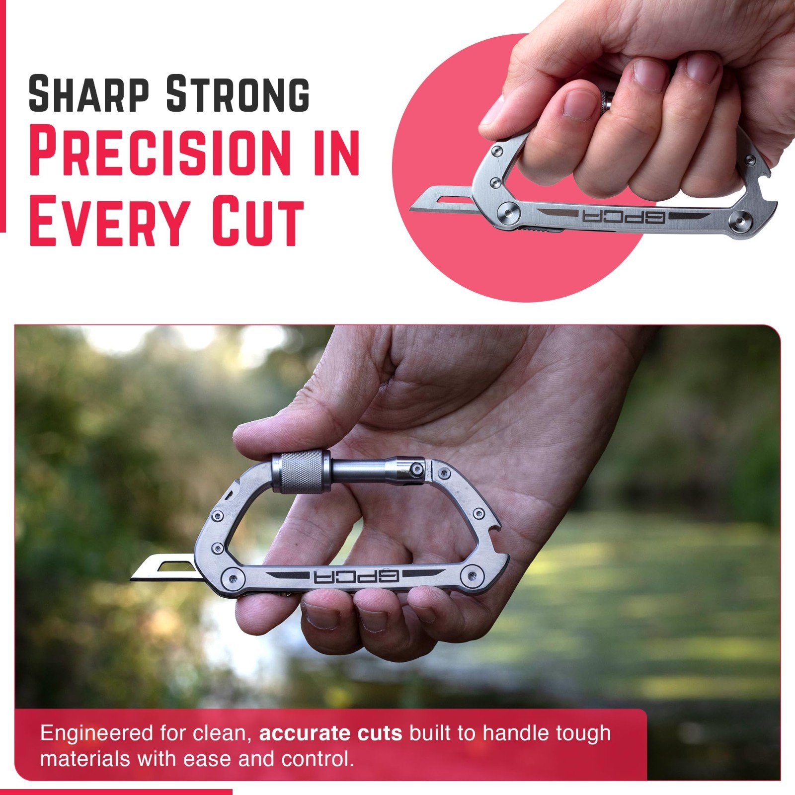 Heavy Duty Carabiner Multitool Key Clip – Bottle Opener, Screwdriver, EDC Gear,