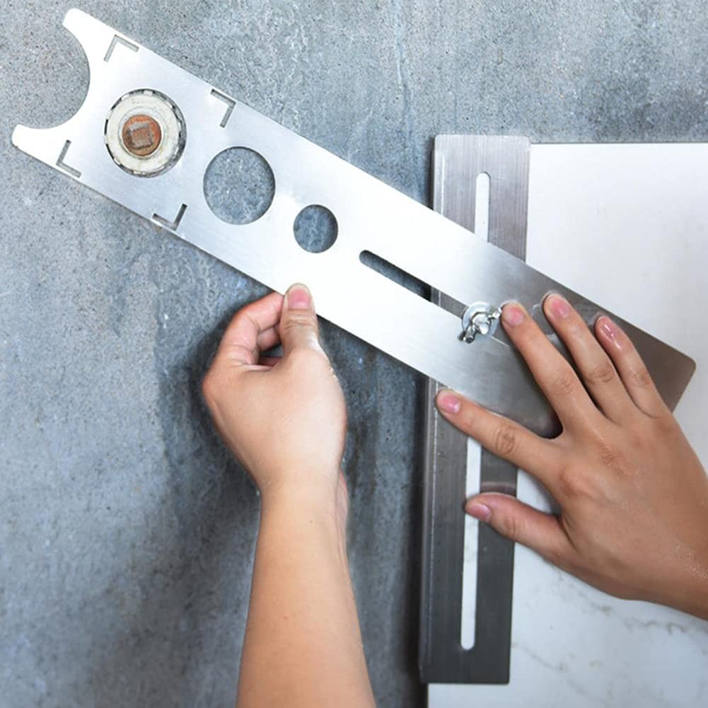 Multi Angle Measuring Ruler Adjustable Tile Hole Finder Ceramic Tile Hole E…