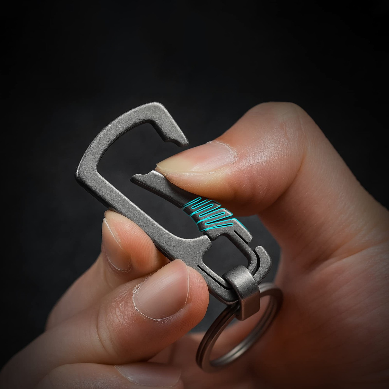 EDC Titanium Key Clip, Carabiner Keychain Organizer, Silver